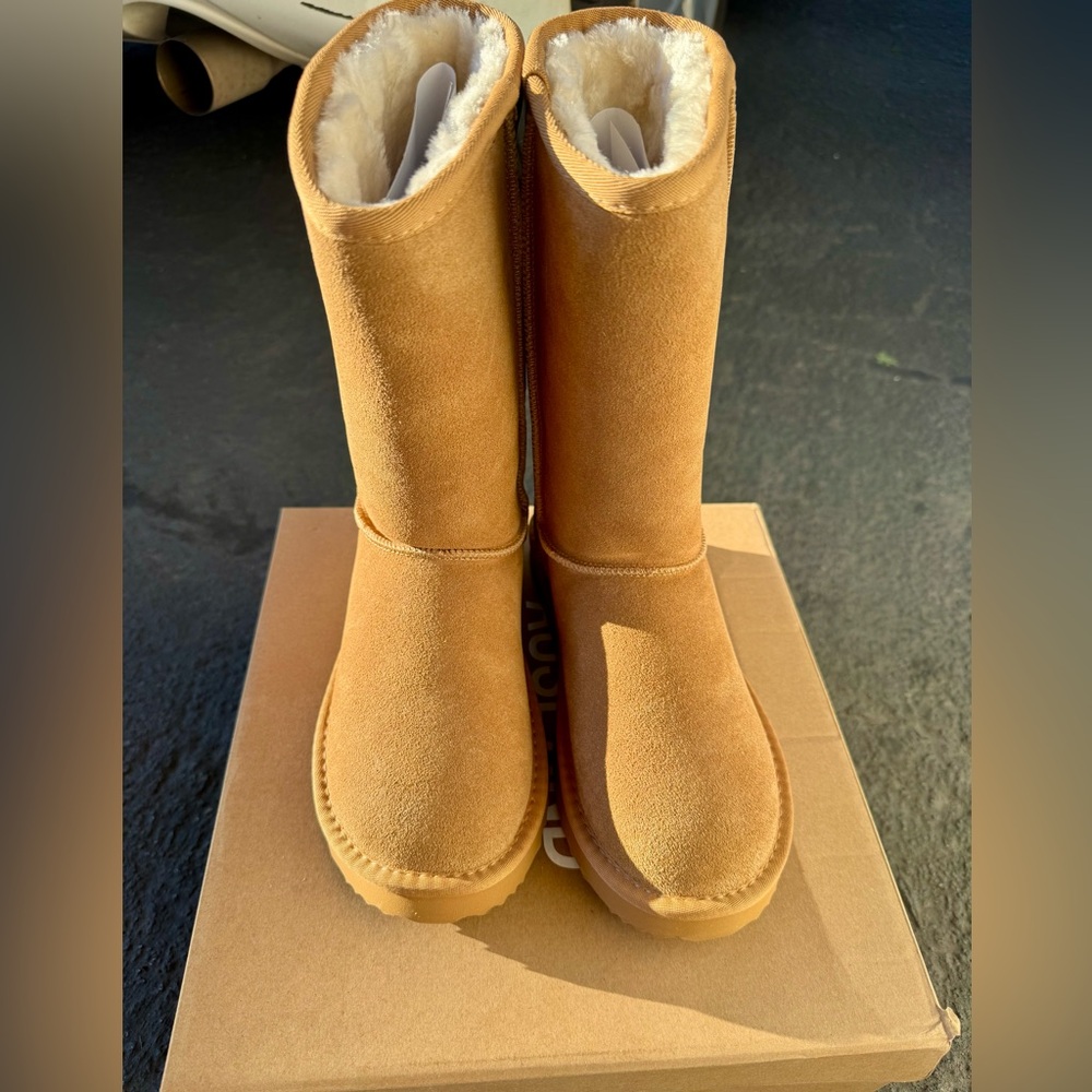 AUSLAND Genuine Suede Women's Classic Snow Boots Waterproof Winter Boot 6.5